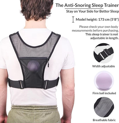 Anti Snoring Device | Positional Sleep Apnea Device | Side Sleep Trainer to Stop Snore | Includes Ball to Prevent Back Sleeping | Positional Therapy for Snoring Relief | Adjustable, Lightweight Vest
