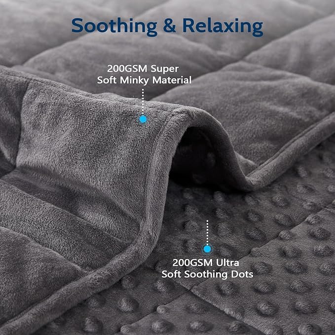 L'AGRATY Weighted Blanket for Adult - 80"x87" 25lbs Minky Dots Heavy Blanket with Glass Beads Soft Breathable for All-Season Summer Fall Winter Thick Comfort for Sleeping
