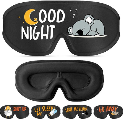 Funny 3D Zero Pressure Sleep Eye Mask for Men Women Side Sleeper, Adjustable Blackout Soft Breathable Eye Masks for Travel Nap Night Sleep, Humorous Gift Stocking Stuffers (Good Night)