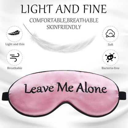 Geyoga 4 Pieces Funny Eye Mask for Sleep Soft Satin Blackout Blindfold with Adjustable Strap Silk Eye Cover for Women Men Travel, Nap, Meditation (Purple, Yellow, Light Blue, Pink)