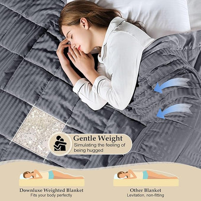 downluxe Weighted Blanket King Size, 18 lb Weighted Blanket with Glass Beads for All Season, Machine Washable Heavy Blanket (Grey, 108 X 90 Inch)