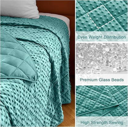 Teal Weighted Blanket for Adults 20lbs, 48"x72", Twin Full Size Cooling Minky Heavy Throw Blanket for 130-220lbs, Soft Winter Thick Big Blankets Weighted Comforter Gift for Sleeping