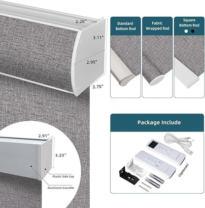 Motorized Roller Shades,Motorized Light Filtering Shades Compatible with Homekit Alexa Google,70% Blackout Smart Blind with Remote,Electric Shades for Home Office,Texture Midnight