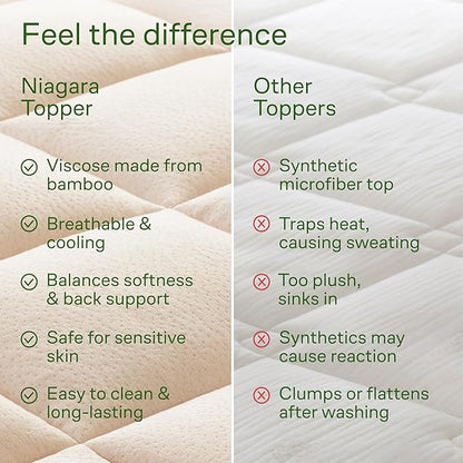 Ultra Soft Queen Size Mattress Topper - Viscose Made from Bamboo Pillow Top Mattress Pad for Back Pain Relief - Naturally Cooling for Hot Sleepers, Beige