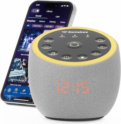 White Noise Sound Machine for Sleeping, 388 Soothing Sounds, Cocoon Pro 2 Smart APP Control, Custom Buttons Non Looping Sounds Bedside Dimmable Clock Night Light, for Adults Baby Kids Lullaby