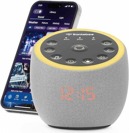 White Noise Sound Machine for Sleeping, 388 Soothing Sounds, Cocoon Pro 2 Smart APP Control, Custom Buttons Non Looping Sounds Bedside Dimmable Clock Night Light, for Adults Baby Kids Lullaby