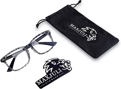 MAXJULI Blue Light Blocking Glasses,Computer Reading/Gaming/TV/Phones Glasses for Women Men(Transparent Black)