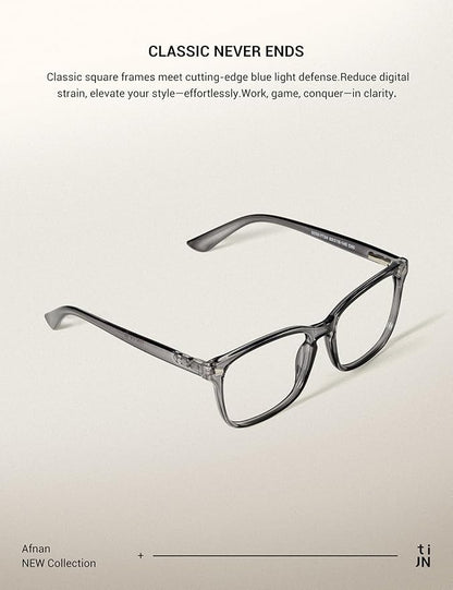 TIJN Blue Light Blocking Glasses for Women Men Clear Frame Square Nerd Eyeglasses Anti Blue Ray Computer Screen Glasses