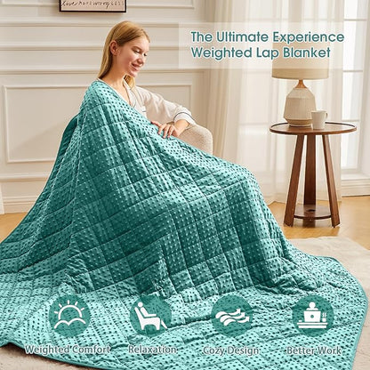 Teal Weighted Blanket for Adults 12lbs, 48"x72", Twin Full Size Cooling Minky Heavy Throw Blanket for 110-130lbs, Soft Winter Thick Big Blankets Weighted Comforter Gift for Sleeping