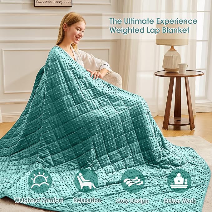 Teal Weighted Blanket for Adults 20lbs, 48"x72", Twin Full Size Cooling Minky Heavy Throw Blanket for 130-220lbs, Soft Winter Thick Big Blankets Weighted Comforter Gift for Sleeping