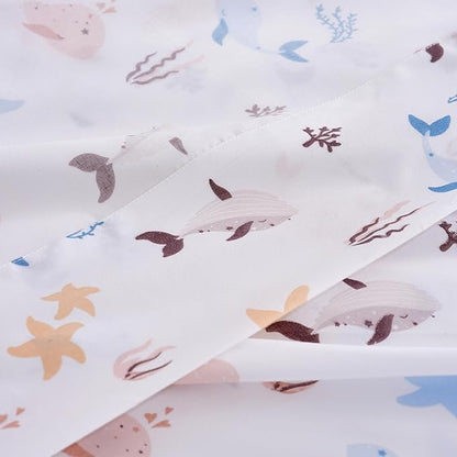 Sea Animal Twin Sheets Fish Whale Underwater World Cute Cozy Fun Twin Bed Sheet Set for Kids Girls Boys Children - Kids Bed Sheet Collection - Deep Pocket, Wrinkle Free and Soft Bedding - 3PC