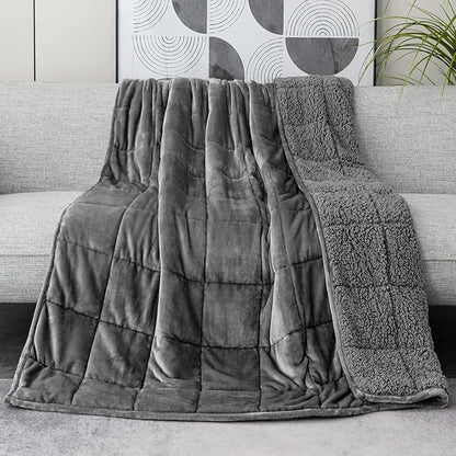 Lofus Weighted Blanket for Adults(15 lbs, 48" x 72"), Throw Heavy Blanket Machine Washable, Soft Weighted Blankets for Stress Relief and Sleep Promotion-Grey