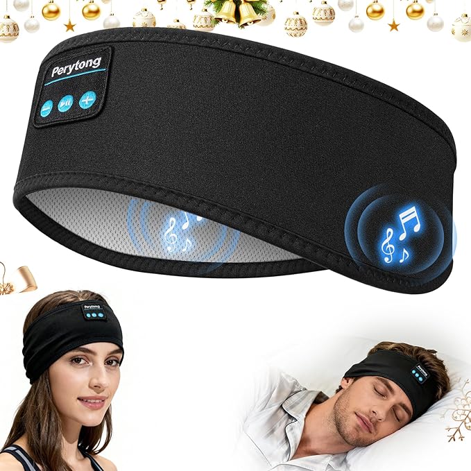 Perytong Sleep Headphones Bluetooth 5.4, Sleep Headphones with Ultra-Thin Stereo Speakers for Side Sleepers, Long-Lasting Battery Life & Stable Connection, Sweat Resistant Sport for Workout