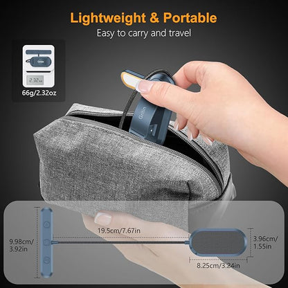 Gritin Rechargeable Book Light for Reading in Bed with 19 LED &Memory Function-Eye Caring 3 Color Temperatures,5 Brightness Levels,90 Hrs Runtime Flexible Goose Neck Clip on Light-Aquamarine