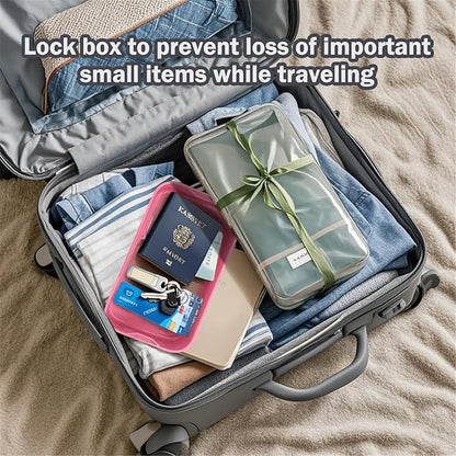 Medication Lock Box,Small Lockable Storage Box with Combination Code for Phone,Medicine Safe,Food, Home,Refrigerator,Office,Personal Items,Travel,Gift,Pink