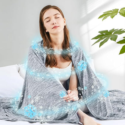 Degrees of Comfort Cooling Blanket - Q-Max >0.4 Double Sided Summer Cold Blanket for Hot Sleepers & Night Sweats, Breathable Cooling Blanket Keep Cool for Adults Kids 60"x90",Grey