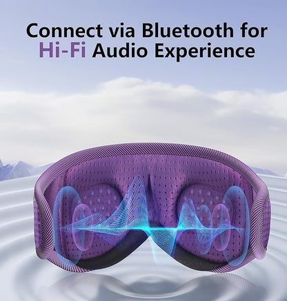 Sleep Mask with Bluetooth Headphones Wireless, TOPOINT 3D Eye Mask for Sleeping Headphones Women Men with Noise Canceling Earbuds, Thin Speaker, Blackout, 15 Hours for Travel, Meditation, CPAP Users