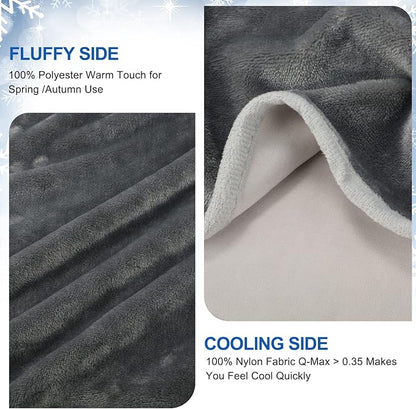 Cooling Blankets for Hot Sleepers - Double-Sided Soft Bed Throw Summer Blankets, Q-Max>0.4 Technology Fabric, Breathable Cold Bed Blanket for Night Sweats Sofa Home Office - 59"x79", Gray