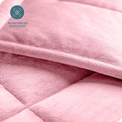 Bare Home Weighted Blanket King Size 25lb (80" x 87") for Adults - Minky Fleece - Premium Heavy Blanket Nontoxic Glass Beads (Light Pink, 80"x87")