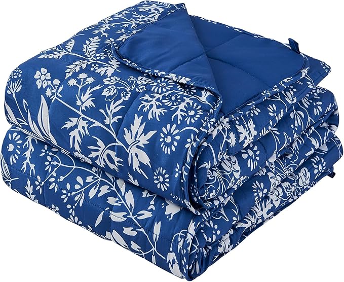 yescool Weighted Blanket for Adults (15 lbs, 48" x 72", Indigo) Cooling Heavy Blanket for Sleeping Perfect for 140-160 lbs, Twin Size Breathable Blanket with Premium Glass Bead, Machine Washable