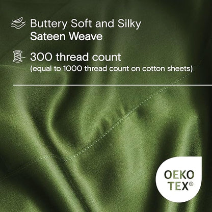 DOZ Duvet Cover Set, 100% Viscose derived from Bamboo, Organically Grown, Buttery Soft, Cooling Duvet Covers, High GSM, 1 Duvet Cover and 2 Pillowcases, 90"x90" (Forest, Full/Queen)
