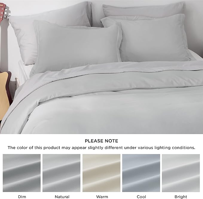 Bedsure Duvet Cover King Size - Soft Double Brushed Bedding Set for Kids & Adults, Zipper Closure, 3 Pieces, Includes 1 Duvet Cover (104"x90") & 2 Pillow Shams, NO Comforter, Silver Grey
