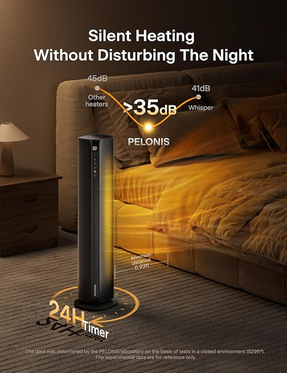 PELONIS Space Heater Large Room, 30" Smart Electric Heaters with Thermostat, App & Voice Remote, 4 Heat Settings, ECO Mode, 24H Timer, Oscillating Tower Heaters for indoor use, Bedroom, Office