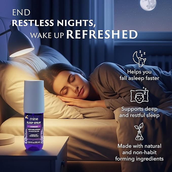 Lavender Sleep Spray with Melatonin - Relaxing Gifts for Teen Girls and Women – Natural Pillow Mist for Sleep, Calming Bed Spray for Adults