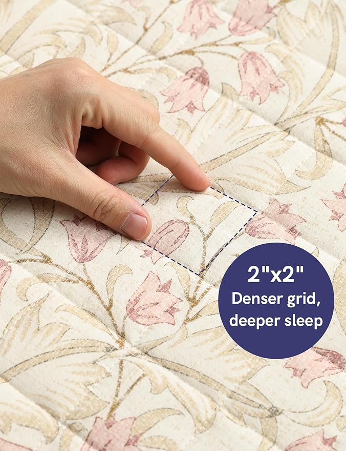 YnM King Size Linen Weighted Blanket for Adults (88x104 Inches, 25 Pounds, Campanula), Exclusive Smallest Compartments, Heavy Bed Blanket for Two Persons of 110~190lbs on Queen or King Bed