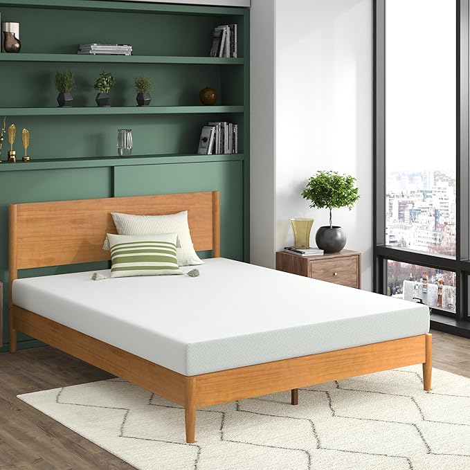 Zinus 6 Inch Green Tea Memory Foam Mattress, King, Fiberglass Free, Patented Custom Contour Support, Sturdy Base Foam, CertiPUR-US Certified, Mattress in A Box, White