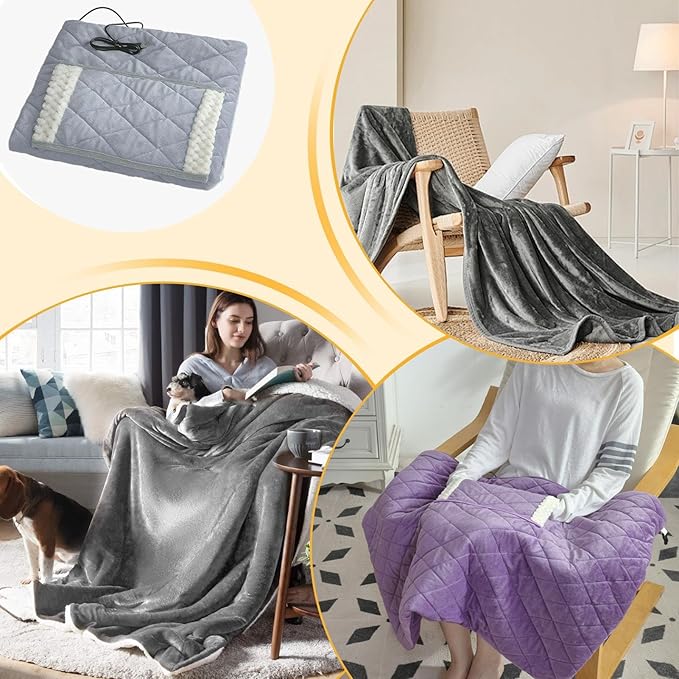 USB Electric Blanket | Portable USB Heating Blanket for Women,Soft Smart Temperature Control Winter Warmer for Car Bed Travel Home Desk Office Chair Dorm Couch