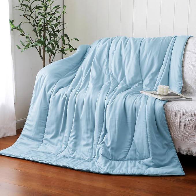 Bamboo Viscose All Season Comforter/Blanket - Ultra Soft & Breathable Comfort - Perfect Medium Weight for Snuggling Without Overheating - Enjoy Cozy Sleep All Night