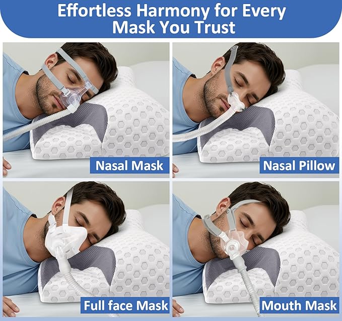 IKSTAR CPAP Pillow for Side Sleeper, Sleep Apnea Pillow for Sleeping, CPAP Nasal Pillows Suit for All CPAP Masks User, Cervical Memory Foam Neck Support Pillow Relief Neck Pain for Side Back Sleepers