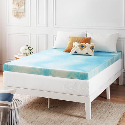 Best Price Mattress 4 Inch Swirl Gel AeroBreeze Cooling Air Flow Memory Foam Mattress Topper, Dorm Essentials, King