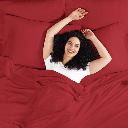 Empyrean 2 Pack Twin XL Fitted Sheets - Deep Pocket 14-16 Inch, Ultra Soft Microfiber, Fade Resistant, Shrinkproof, Wrinkle-Free Sheets for College Dorms & Home, Burgundy Red