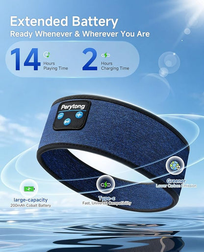 Perytong Sleep Headphones Bluetooth 5.4 Headband, Wireless Headphones Earbuds Earphones Sweatproof for Women Men Sports Workout Running Jogging Yoga Cool Gadgets Christmas Unique Gifts