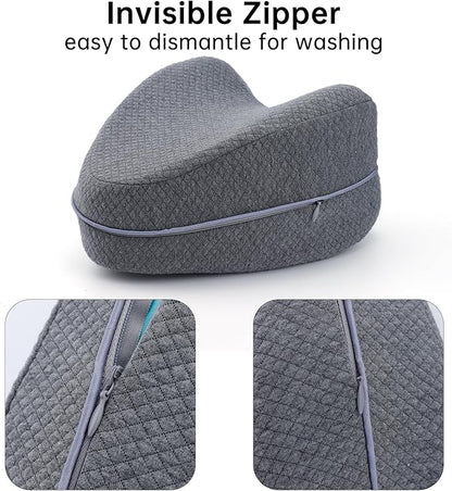 Upgrade Invisible Zippered Pillow Cover Compatible with Contour Legacy Knee Pillow,Anti-Pilling and Washable Legacy Leg and Knee Foam Support Pillow Cover Only (Grey)