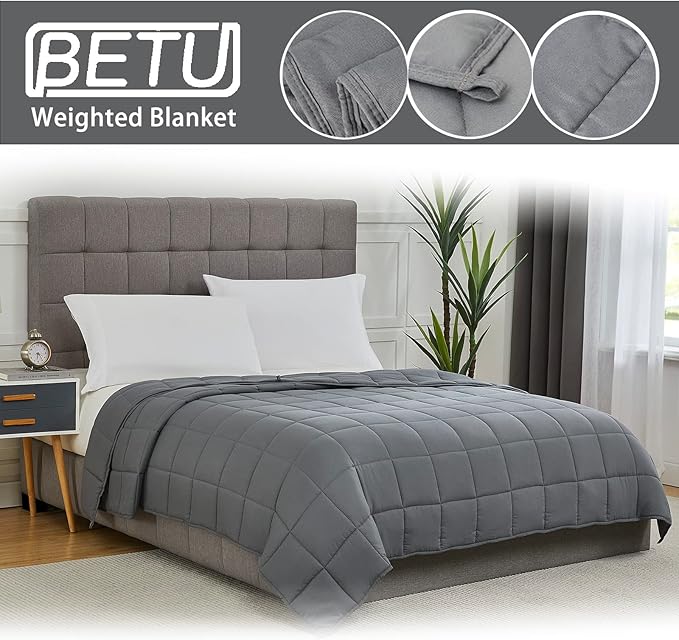 Weighted Blanket for Adults 15lbs, 48"x72", Twin Full Size Cooling Heavy Throw Blanket for 120-160lbs, Microfiber Soft Thick Big Blankets Weighted Comforter Breathable Gift for Sleeping, Grey
