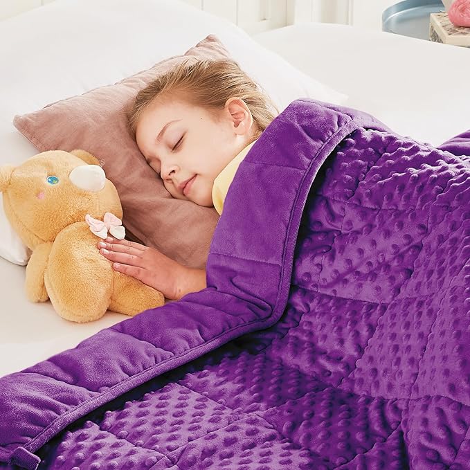 HOSUKKO Weighted Blanket - 3 lbs Purple Thciken Heavy Blanket - Small Size Breathable Comfortable Blanket(36 * 48 inches, 3 lbs)