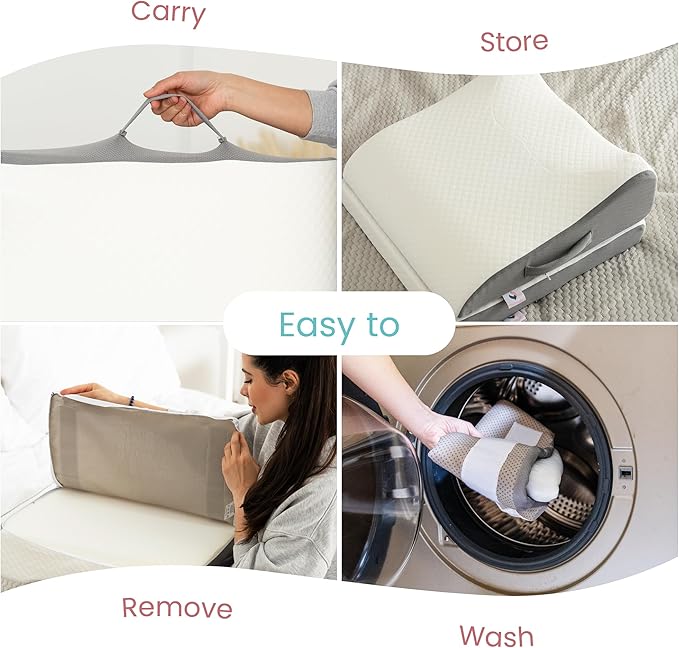 Zomaple Leg Elevation Pillow, Square, White – Reduce Swelling & Improve Circulation – Adjustable 40° Incline, Memory Foam, & Washable Cover – Leg Elevating Pillow for Post-Surgery Knee & Ankle Relief