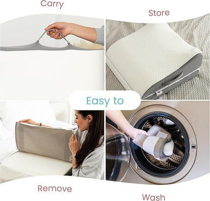 Zomaple Leg Elevation Pillow, Square, White – Reduce Swelling & Improve Circulation – Adjustable 40° Incline, Memory Foam, & Washable Cover – Leg Elevating Pillow for Post-Surgery Knee & Ankle Relief