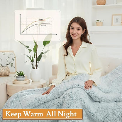 Electric Heated Blanket 72"x84" Full Size Sherpa Fleece - 4 Heat Settings & 10H Auto Shut Off for Safe Overnight Use, Fast Heating, Machine Washable for Bed, Couch, Office - Light Blue