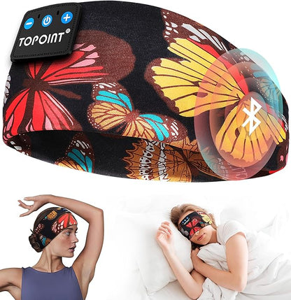 TOPOINT Sleep Headphones Bluetooth 5.4, Sports Earphones Sleeping Bluetooth Wireless with USB C for Women Men Sports Gifts Workout Jogging Yoga Insomnia Air Travel Meditation
