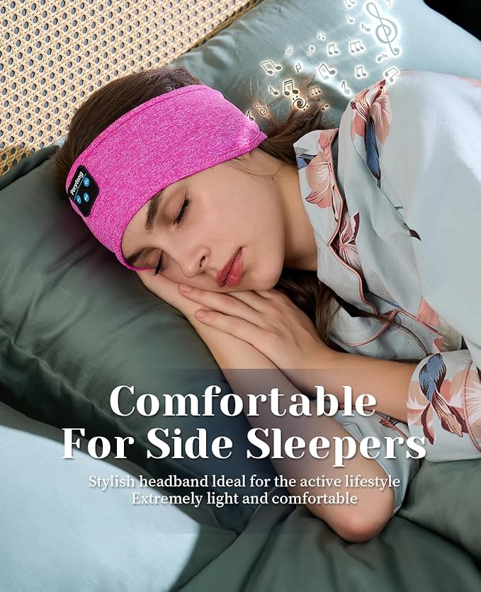 Perytong Sleep Headphones Bluetooth 5.4, Wireless Sleep Headphones with Ultra-Thin HD Stereo Speakers for Side Sleepers, Sweat Resistant Sport Earphones for Sleeping Running Nap