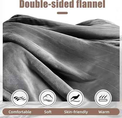 Electric Heated Blanket Throw, 50''X60'' Electric Throw Blanket with 23 Heat Levels & 12H Timer, Machine Washable Fast Heating Heated Blanket, Overheat Protection, Soft Flannel Heating Blanket