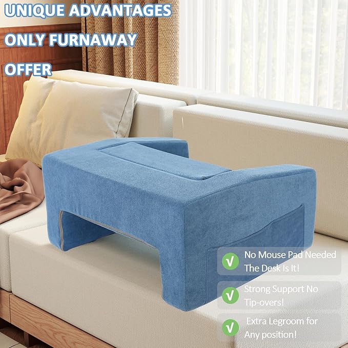 Lap Desk Pillow with Removable Cover Adjustable Angle Gaming & Machine Washable Reading Pillow for Adults Multipurpose Laptop Bed Tray with Arms for Working