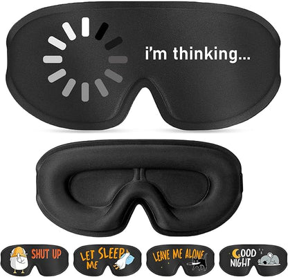 Funny 3D Zero Pressure Sleep Eye Mask for Men Women Side Sleeper, Adjustable Blackout Soft Breathable Eye Masks for Travel Nap Night Sleep, Humorous Gift Stocking Stuffers (I’m Thinking)