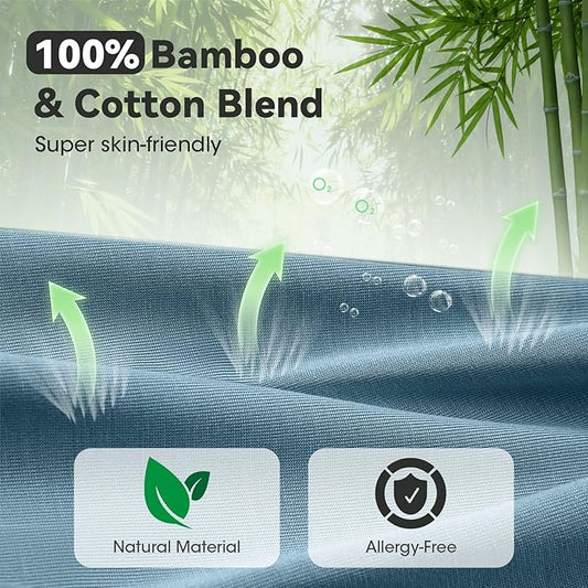 3D Bamboo Cotton Sleep Mask with Bluetooth 5.4 Headphone, Music Wireless Bluetooth Blackout Eye Mask for Side Sleepers, Earphones HD Speaker Microphone for Travel, Gifts for Women Men, Blue