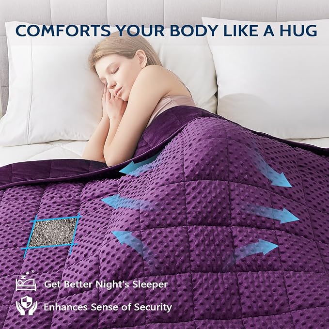L'AGRATY Weighted Blanket - 36"x48" 3lbs Minky Dots Heavy Blanket with Glass Beads Soft Breathable for All-Season Summer Fall Winter Thick Comfort for Sleeping