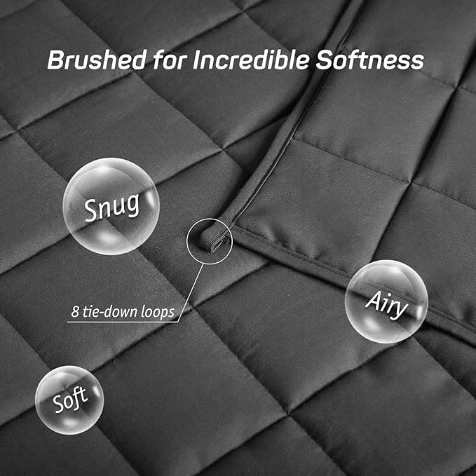 Weighted Blanket for Adults 15lbs, 48"x72", Twin Size Soft Cooling Weighted Blanket for 125-180lbs, Breathable Heavy Blanket with Glass Beads Warm Thick Blanket for Bed Sofa All Season, Dark Grey